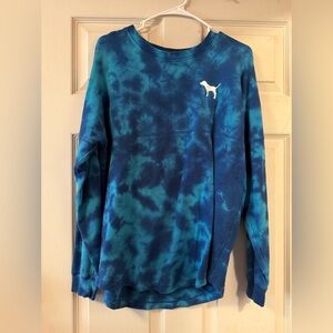 PINK Victoria's Secret Teal Tie-Dye Sweatshirt